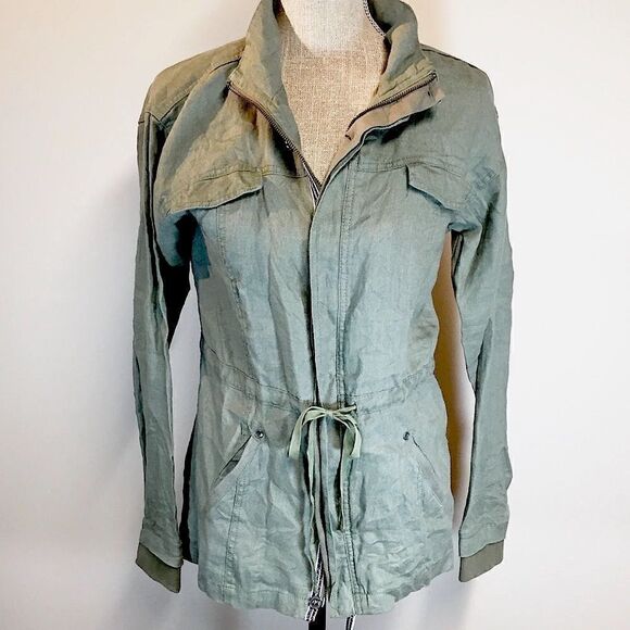 Michael Stars Anthropologie Trendy Military Linen Coat Women’s S - Picture 2 of 8